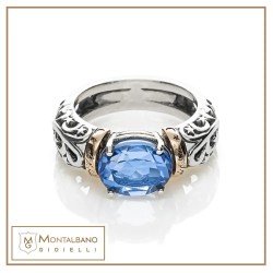 Anello Polvere di Stelle cerchietto pietra ovale